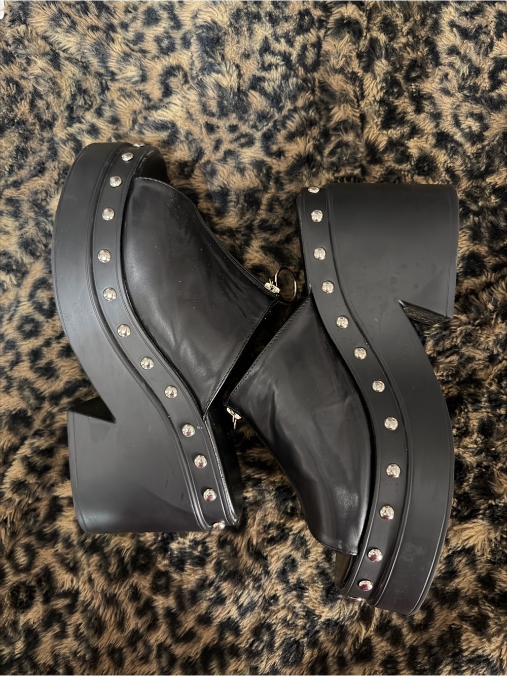 EGO Black Studded Platform Mules